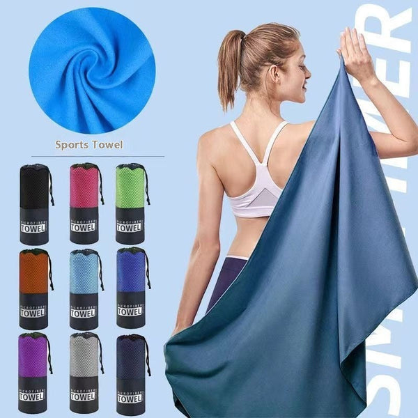 HKM-346003 Microfiber Quick-Drying Sports Yoga Towel - Stripe Design, Available in Multiple Colors & Sizes