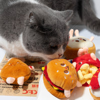 HKM-3460413 Chew-Friendly Cat Mint Hamburger & Chicken Leg Teething Toy for Kittens