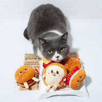 HKM-3460413 Chew-Friendly Cat Mint Hamburger & Chicken Leg Teething Toy for Kittens