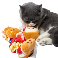 HKM-3460413 Chew-Friendly Cat Mint Hamburger & Chicken Leg Teething Toy for Kittens