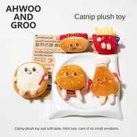HKM-3460413 Chew-Friendly Cat Mint Hamburger & Chicken Leg Teething Toy for Kittens