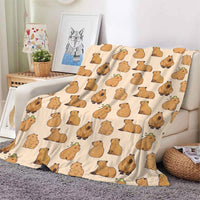 HKM-346067 Capybara Heart-Shaped 3D Printed Flannel Blanket - Available in Multiple Sizes