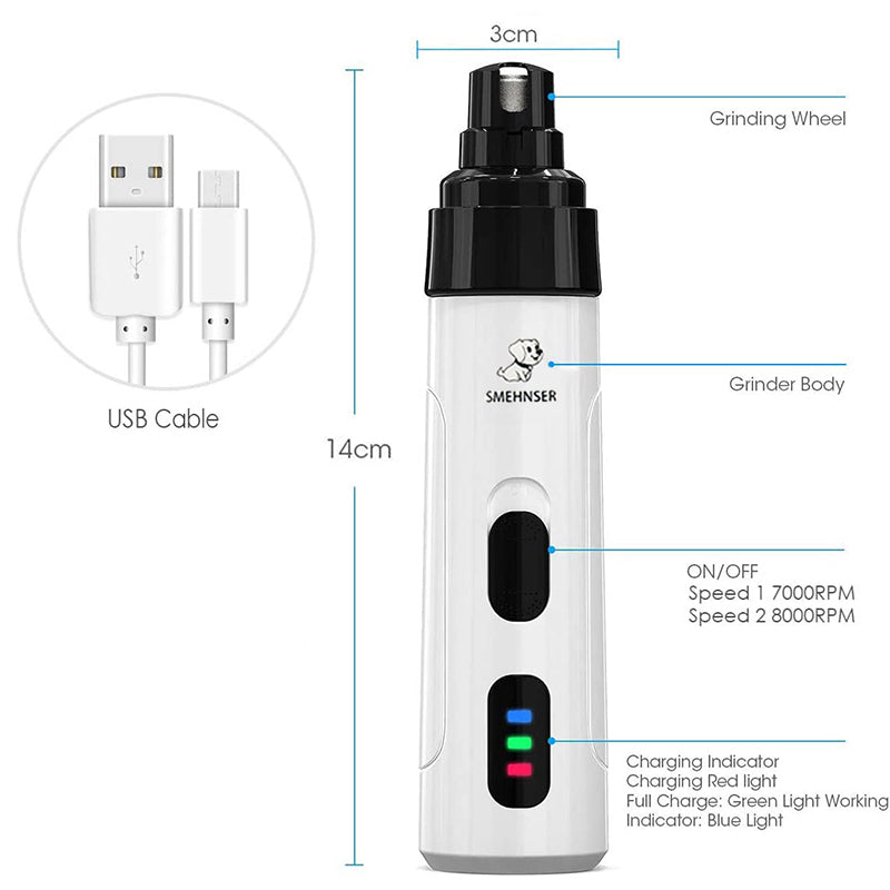 HKM-3460925 Electric Pet Nail Polisher with Ultra-Quiet Motor and USB Charging for Safe and Easy Grooming
