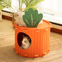 HKM-3461309 Carrot Cat Nest Semi-Enclosed Cat Tunnel ¨C Felt Design in Medium and Large Sizes