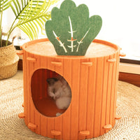 HKM-3461309 Carrot Cat Nest Semi-Enclosed Cat Tunnel ¨C Felt Design in Medium and Large Sizes
