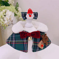 HKM-3463485 Festive Pet Scarves and Hair Clips - Green Elk & Red Santa Styles, Unisex Cotton Blend Outfits