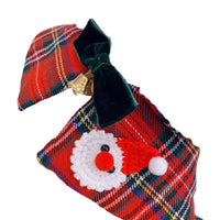 HKM-3463485 Festive Pet Scarves and Hair Clips - Green Elk & Red Santa Styles, Unisex Cotton Blend Outfits