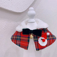 HKM-3463485 Festive Pet Scarves and Hair Clips - Green Elk & Red Santa Styles, Unisex Cotton Blend Outfits