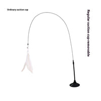 HKM-3463741 Suction Cup Cat Teaser with Bell and Replaceable Feather - Available in Multiple Colors