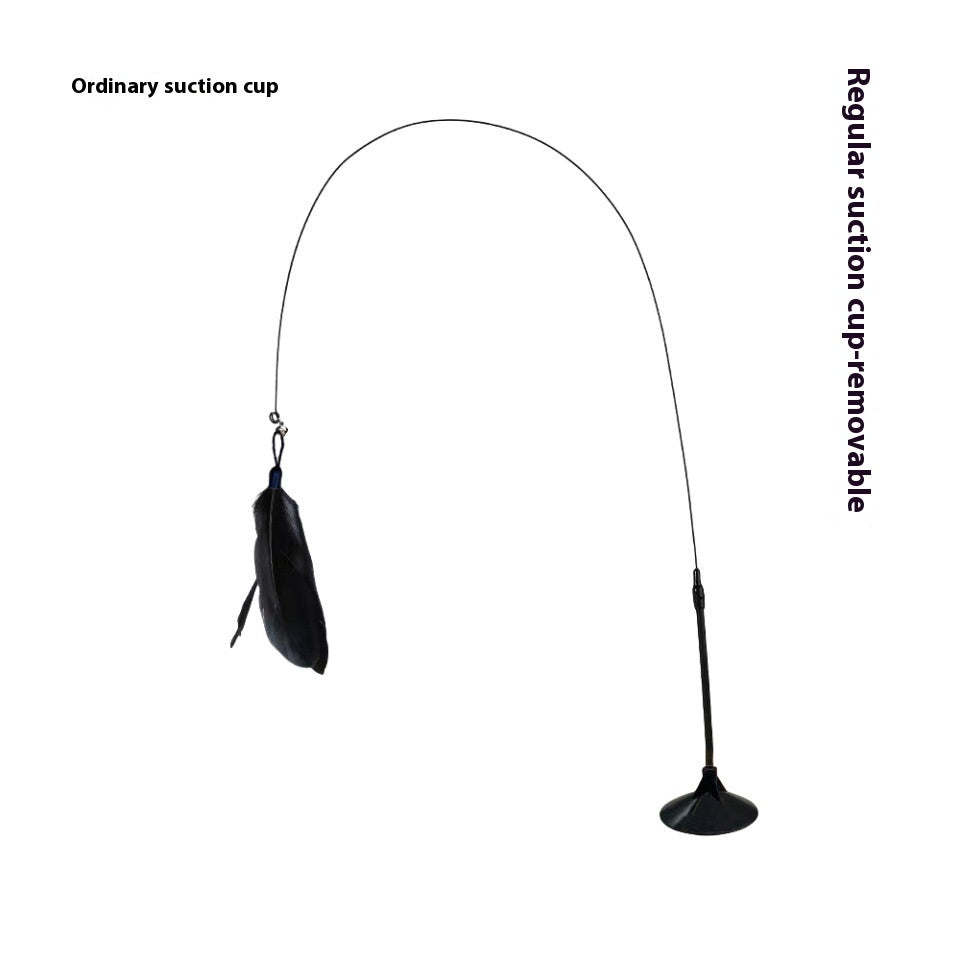 HKM-3463741 Suction Cup Cat Teaser with Bell and Replaceable Feather - Available in Multiple Colors