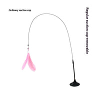 HKM-3463741 Suction Cup Cat Teaser with Bell and Replaceable Feather - Available in Multiple Colors