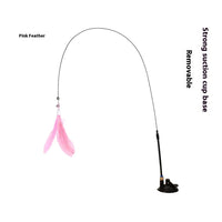HKM-3463741 Suction Cup Cat Teaser with Bell and Replaceable Feather - Available in Multiple Colors