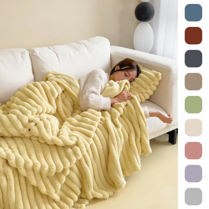 HKM-346515 Double-Sided Thick Bubble Velvet Blanket in Soft Colors for All-Season Comfort