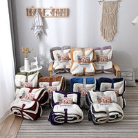 HKM-346579 Double Layer Lamb Wool Blanket - Glossy Flannel & Soft Velvet, Simple Modern Design