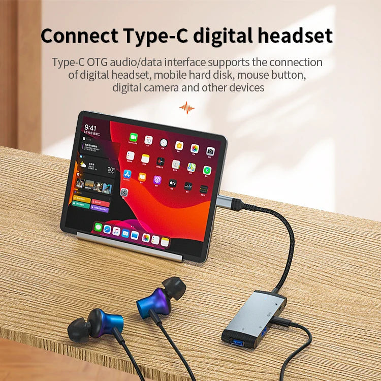 HKM-346643 4-in-1 USB 3.0 Docking Station Adapter for iPhone, iPad, and Laptop with PD Charging