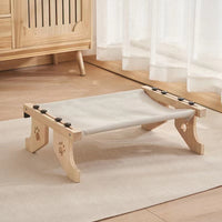 HKM-3466941 Wood Color Hanging Cat Nest Window Hammock with Cotton Cushion for Comfortable Pet Relaxation