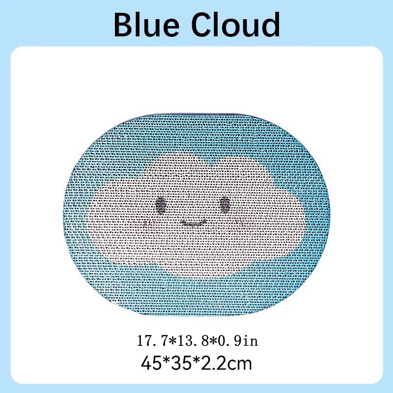 HKM-3468861 Blue Clouds Cartoon Sticky Wall Scratching Board for Cats - Furniture Protection and Play Surface