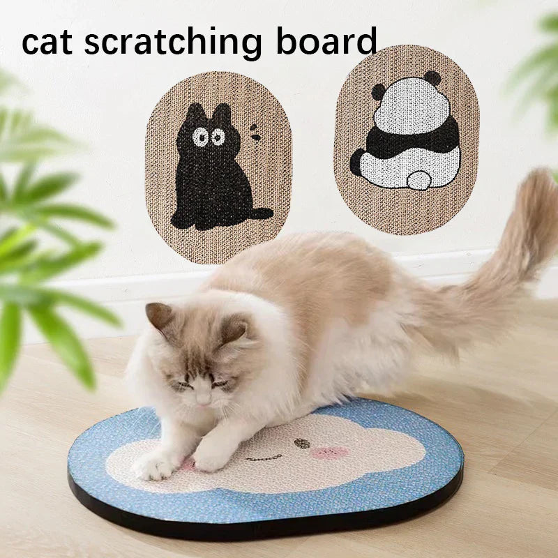 HKM-3468861 Blue Clouds Cartoon Sticky Wall Scratching Board for Cats - Furniture Protection and Play Surface