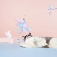 HKM-3469501 Feathered Cat Toy Stick with Bell - Bite Resistant Sounding Toy for Cats