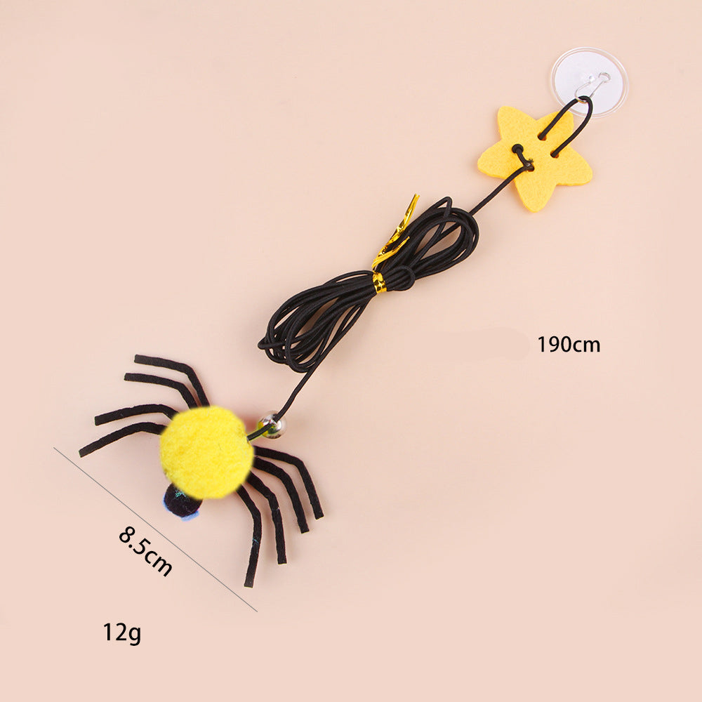 HKM-3470141 Hanging Cat Toy with Elastic Rope, Feathers, and Bell for Indoor Play
