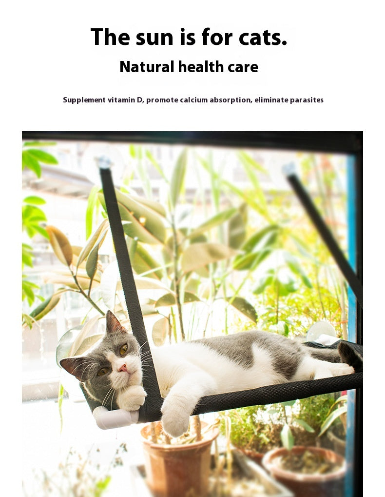HKM-3470269 Window Cat Hammock with Sucker Holders - Comfortable Hanging Pet Nest in Black or Blue