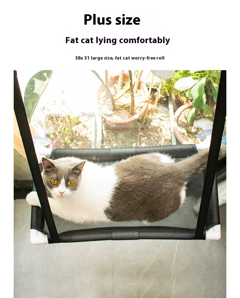 HKM-3470269 Window Cat Hammock with Sucker Holders - Comfortable Hanging Pet Nest in Black or Blue