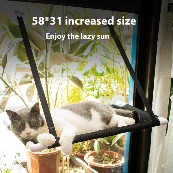 HKM-3470269 Window Cat Hammock with Sucker Holders - Comfortable Hanging Pet Nest in Black or Blue