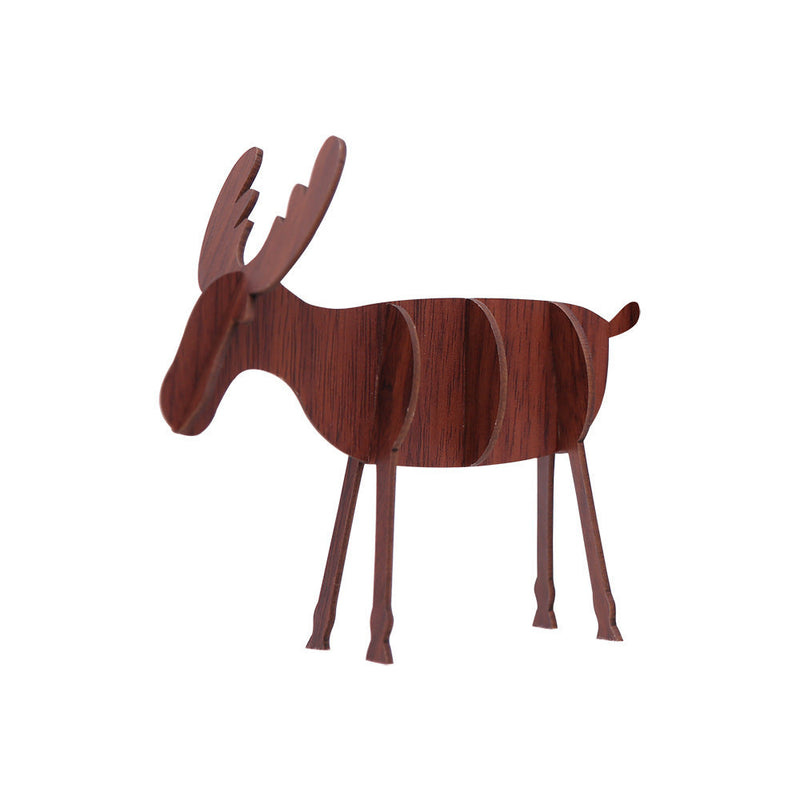 HKM-347027 Wooden Christmas Elk Ornaments - Handcrafted Holiday Decor