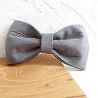 HKM-3470653 Stylish Grey Velvet Dog Bow Tie Traction Suit Set - Scalable Sizes XS to XL
