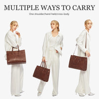 HKM-347283 Custom Logo 15.6 Inch Laptop Tote Bag - Women's PU Leather Work Purse
