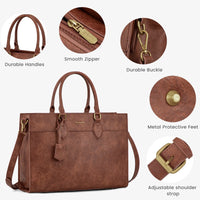 HKM-347283 Custom Logo 15.6 Inch Laptop Tote Bag - Women's PU Leather Work Purse