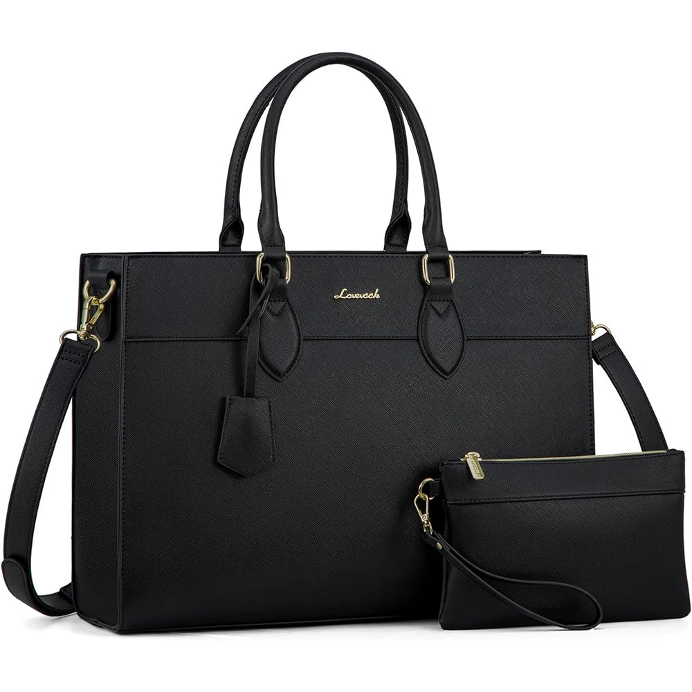 HKM-347283 Custom Logo 15.6 Inch Laptop Tote Bag - Women's PU Leather Work Purse