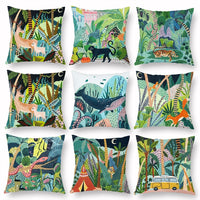 HKM-347283 Green Cartoon Whale Cushion Cover in Peach Skin, 45x45cm