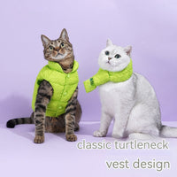 HKM-3474237 Fluorescent Green Winter Vest for Dogs and Cats with Matching Scarf, Soft Polyester Fiber, Anti-Lint Design, Casual Style