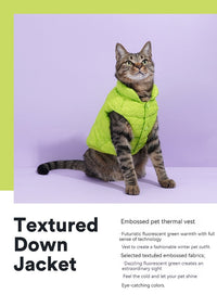 HKM-3474237 Fluorescent Green Winter Vest for Dogs and Cats with Matching Scarf, Soft Polyester Fiber, Anti-Lint Design, Casual Style
