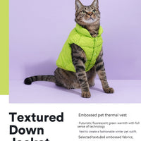HKM-3474237 Fluorescent Green Winter Vest for Dogs and Cats with Matching Scarf, Soft Polyester Fiber, Anti-Lint Design, Casual Style