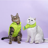HKM-3474237 Fluorescent Green Winter Vest for Dogs and Cats with Matching Scarf, Soft Polyester Fiber, Anti-Lint Design, Casual Style