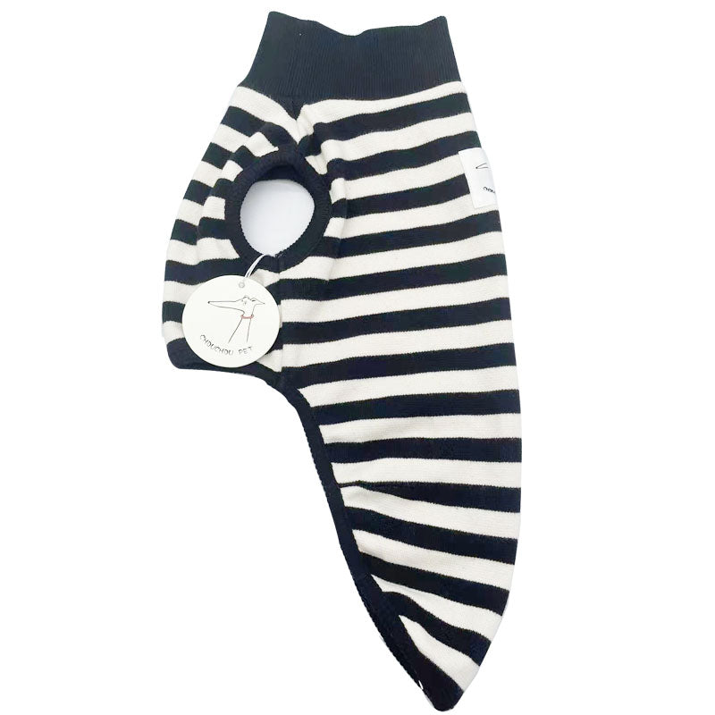 HKM-3475005 Comfortable Black Striped Tank Top for Pets - Casual Polyester Wear