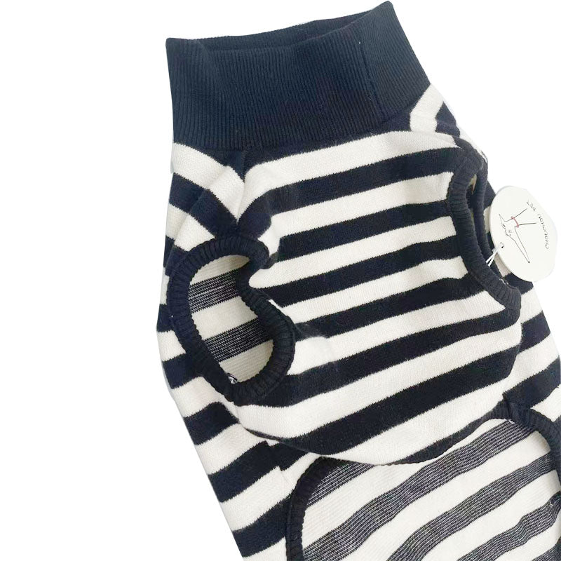 HKM-3475005 Comfortable Black Striped Tank Top for Pets - Casual Polyester Wear