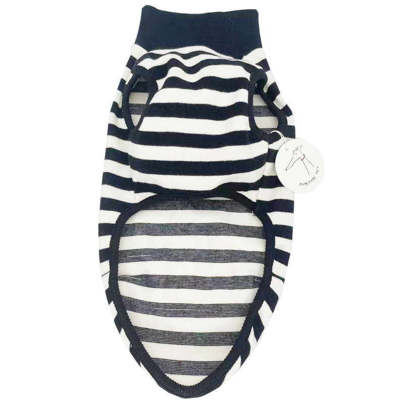 HKM-3475005 Comfortable Black Striped Tank Top for Pets - Casual Polyester Wear
