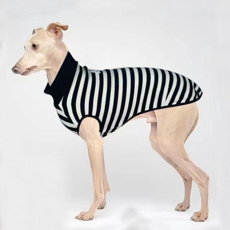 HKM-3475005 Comfortable Black Striped Tank Top for Pets - Casual Polyester Wear