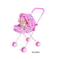 HKM-347539 Cute Design Silicone Baby Carriage Reborn Doll with Stroller Suitable for Ages 0-7 Years