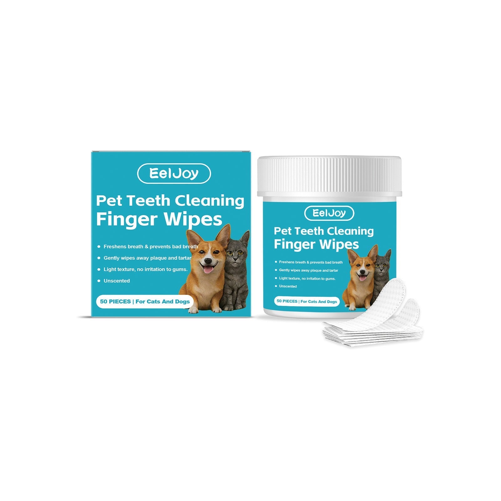 HKM-3476285 Pet Dental Finger Cots with Cleaning Wipes - 50 Pack for Effective Pet Oral Care