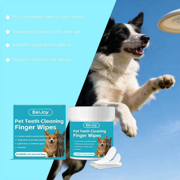 HKM-3476285 Pet Dental Finger Cots with Cleaning Wipes - 50 Pack for Effective Pet Oral Care