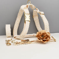 HKM-3476413 Elegant Floral Dog Vest and Collar Set with Leash for Special Occasions