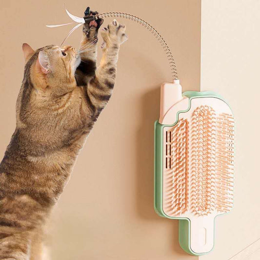 HKM-347667 Popsicle-Shaped Cat Grooming Brush with Corner Design for Reduced Shedding and Easy Cleaning