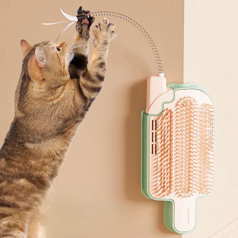 HKM-347667 Popsicle-Shaped Cat Grooming Brush with Corner Design for Reduced Shedding and Easy Cleaning