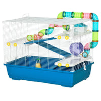 HKM-3478077 Extra Large 4-Tier Hamster Cage with Tubes, Exercise Wheel, Water Bottle, and Food Dish