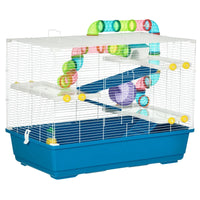 HKM-3478077 Extra Large 4-Tier Hamster Cage with Tubes, Exercise Wheel, Water Bottle, and Food Dish