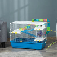 HKM-3478077 Extra Large 4-Tier Hamster Cage with Tubes, Exercise Wheel, Water Bottle, and Food Dish